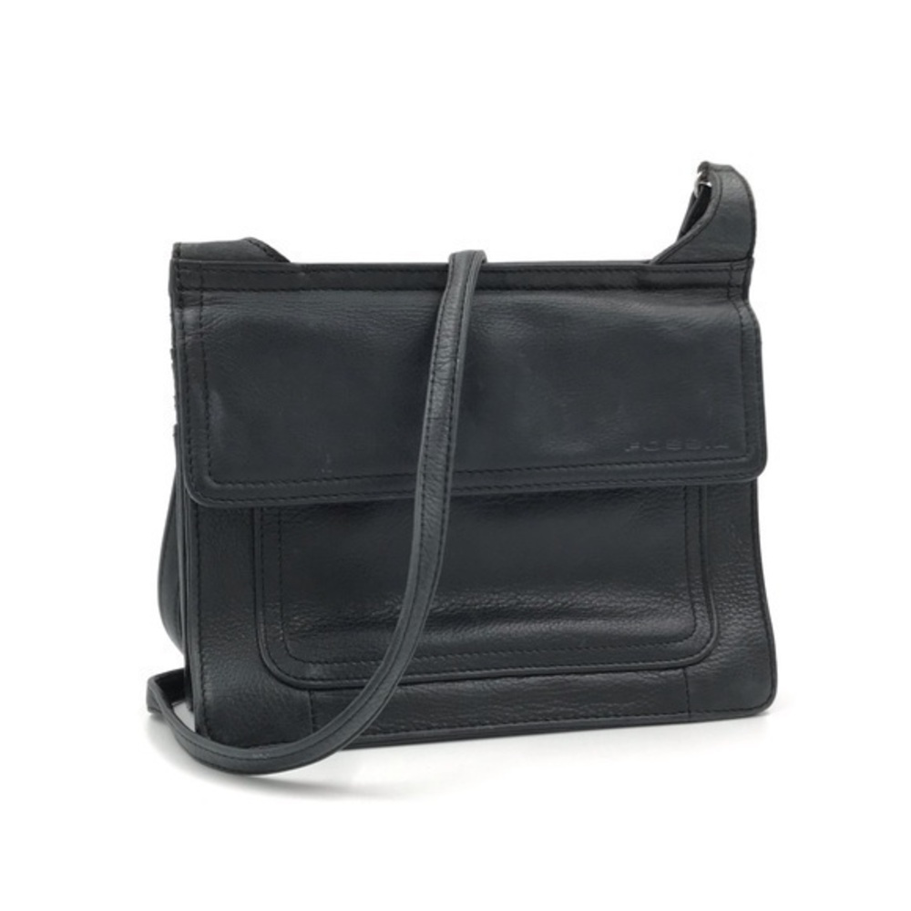 Fossil Black Leather Crossbody Purse With Double Side Openings